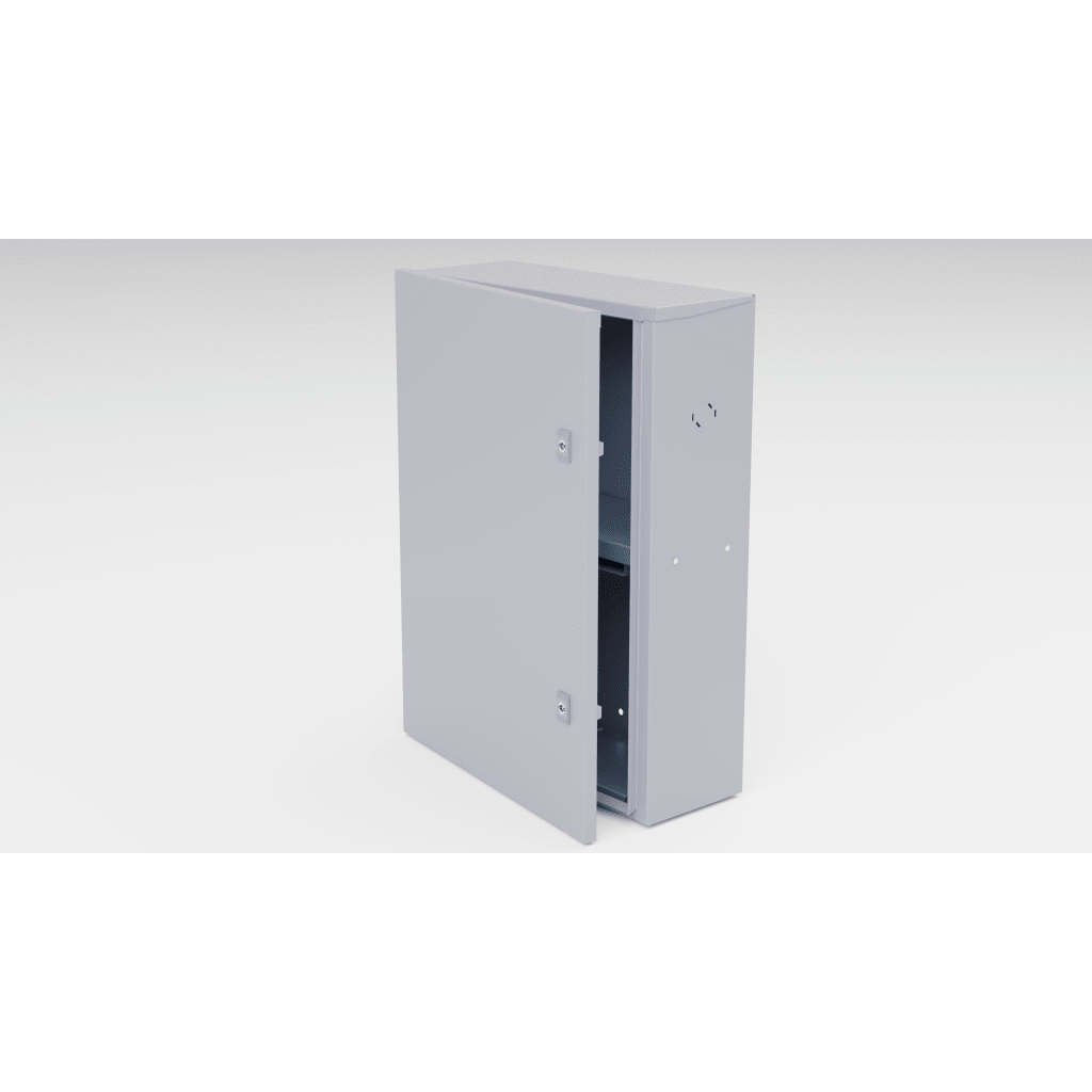 Gabinete para instalación de 2 Baterías , Fabricado en Lámina Galvanizada, Accesorios para poste (No incluidos)