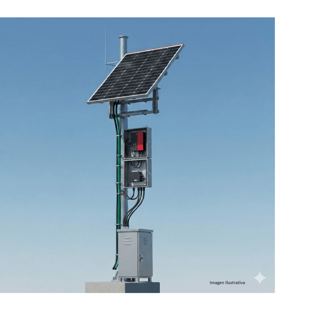 Kit Solar de 35 W con PoE 802.3af y PoE Pasivo 24 Vcc para una Cámara IP y un Radio Ubiquiti airMAX o Cambium ePMP.