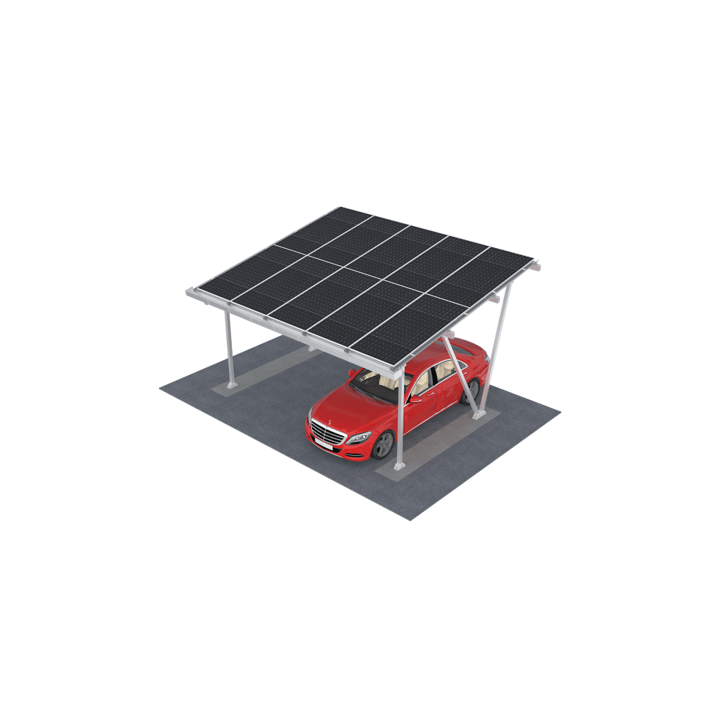 Sistema Solar Carport MRac para Estacionamientos / Estructura Aluminio Anodizado Al6005-T5/T6 / Compatible Módulos Framed y Frameless / Diseño Personalizado Caso por Caso / Inclinación 10° / Altura Libre 2300 mm+ / Resistencia Vie