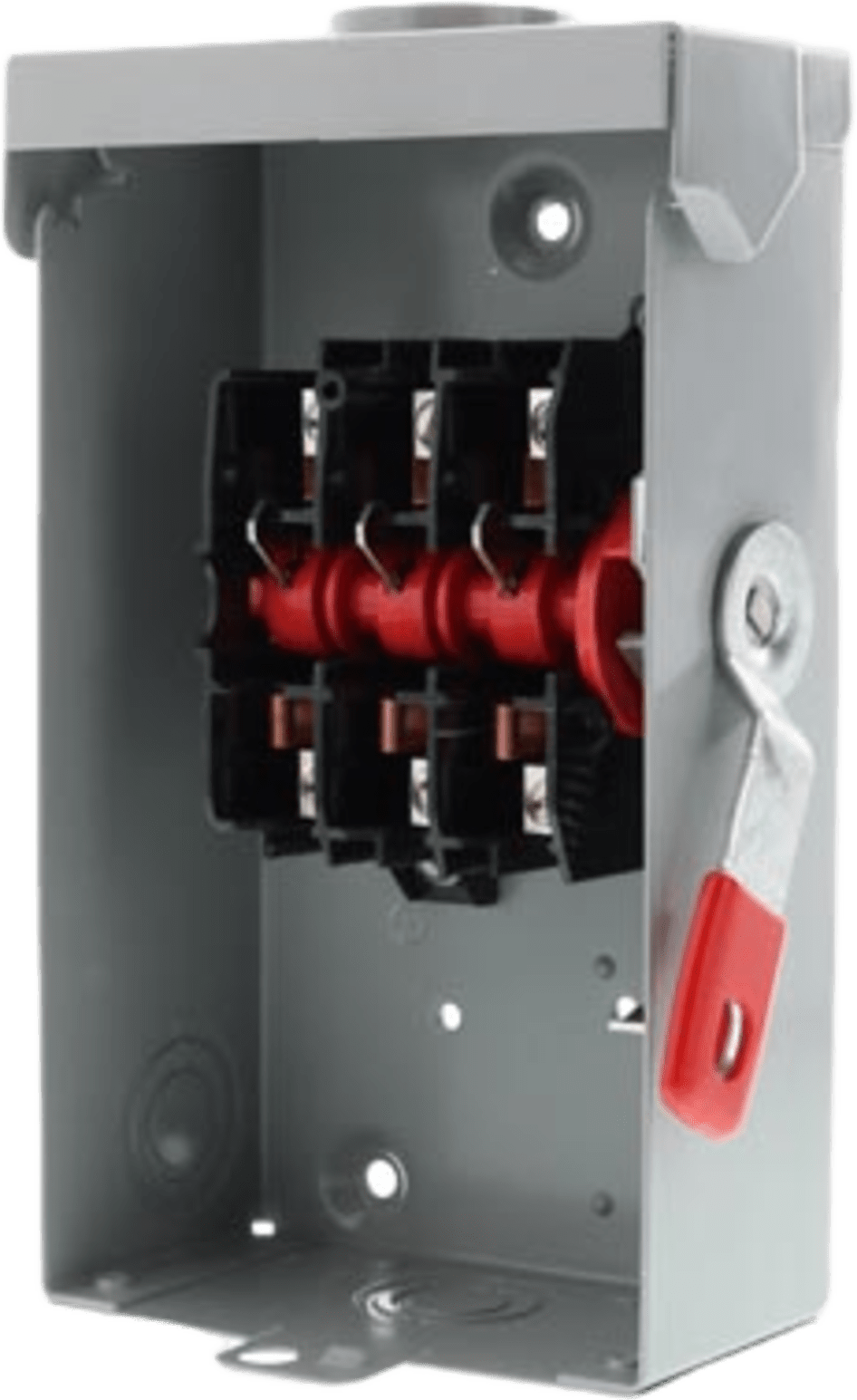 Interruptor de seguridad cerrado de triple ruptura. Interruptor de serie A, 3 polos, 3 hilos sin fusible, uso general, 240V 60A, NEMA tipo 3R para exteriores de envolvente.