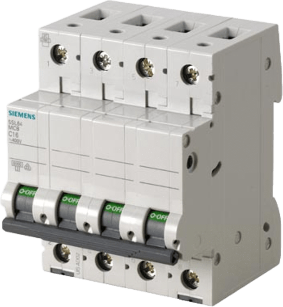 Interruptor Riel Dinn Tipo 5SL6, 4 polos, 16 amp