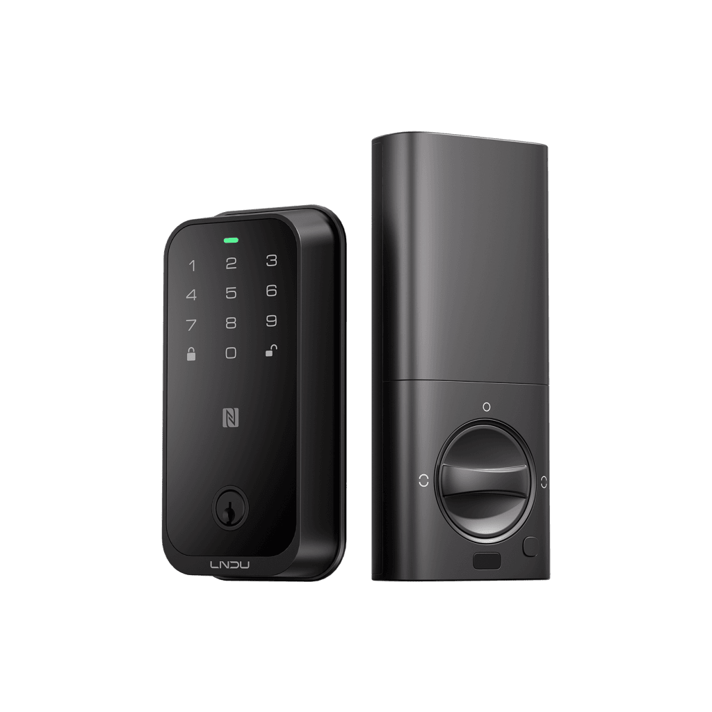 Cerradura Inteligente con Huella Digital LNDU HK01W / WiFi Integrado / Compatible Apple HomeKit / Teclado Táctil / 8 Baterías AA / Escaneo iPhone-Apple Watch-Fob / Bloqueo Manual y Automático / Exterior IP54