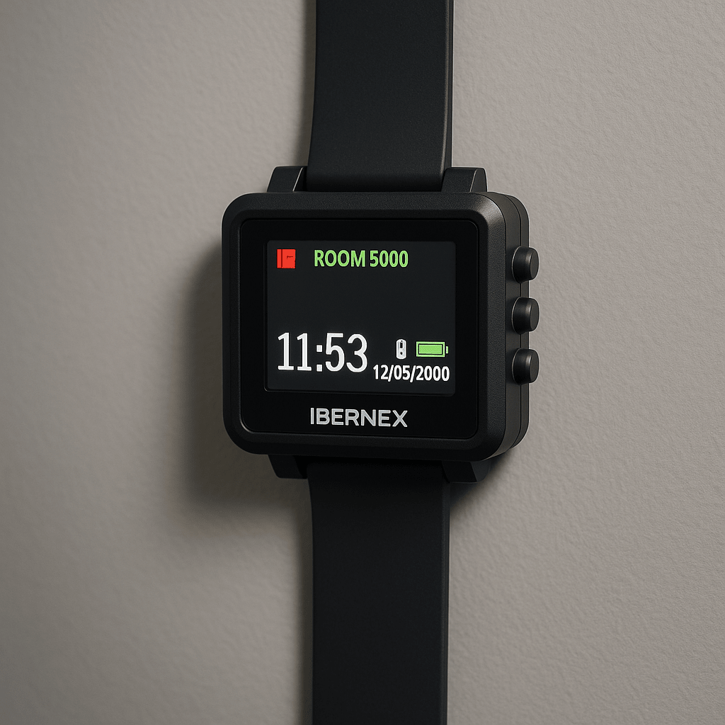 Reloj Receptor Inalámbrico de Muñeca / Display LCD a Color / Batería Recargable / Indicación Visual y Acústica de Alarmas / Almacena hasta 3000 Caracteres / Conexión Inalámbrica por Radiofrecuencia