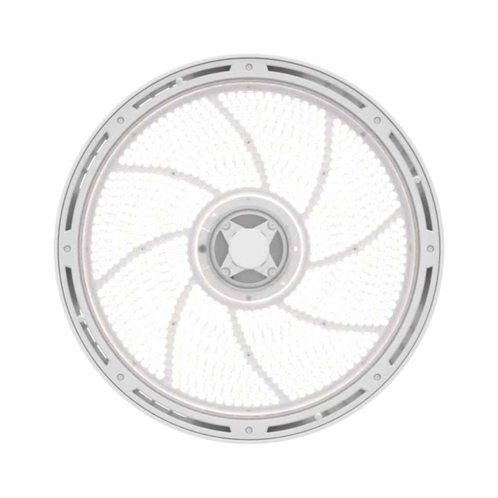 Luminaria LED High Bay Redonda REBL / 24,000-30,000 Lúmenes / Óptica Micro-Prisma Patentada / UGR Ultra Bajo / IK10 IP66 NEMA 4X / Temperatura 3500K-4000K-5000K Switchable / UVOLT 120-347V / Color Blanco.