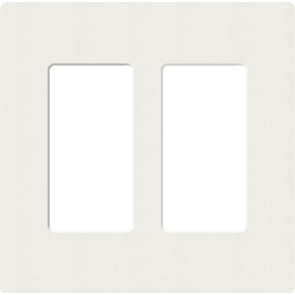 Placa de pared 2 espacios, para atenuador (dimmer), apagador ó control remoto inalámbrico LUTRON.