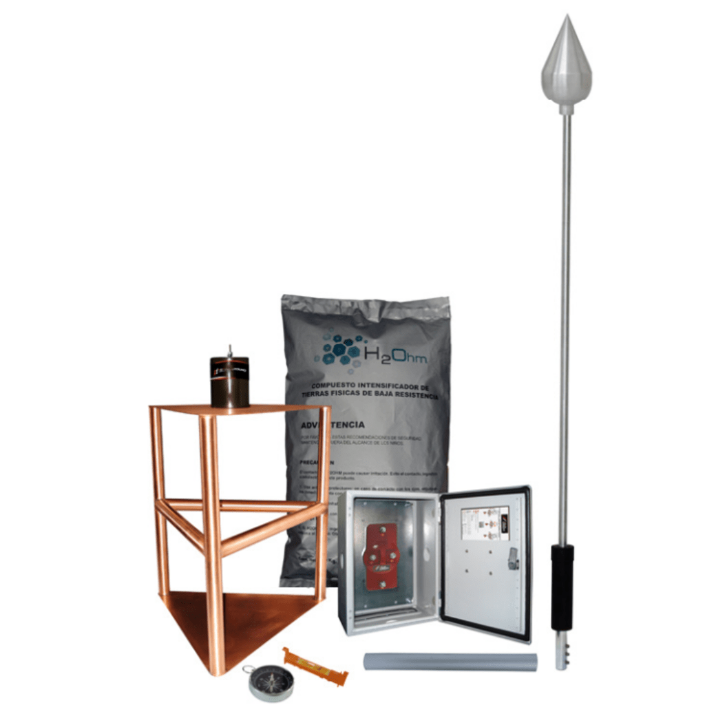 Kit de Pararrayo con Punta de Acero inoxidable, con Diámetro de Protección de 200 metros.