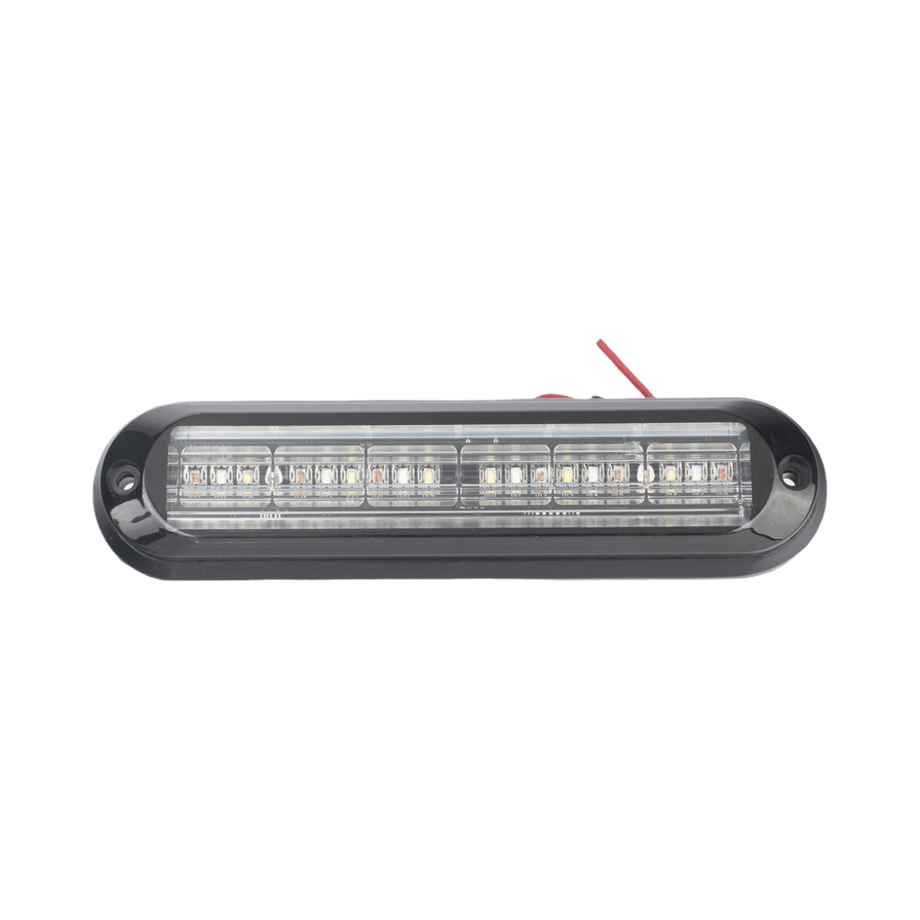 Luz Auxiliar Ultra Brillante IP67 de 18 LEDs, Color Rojo/Azul/Ambar, con mica transparente y bisel negro