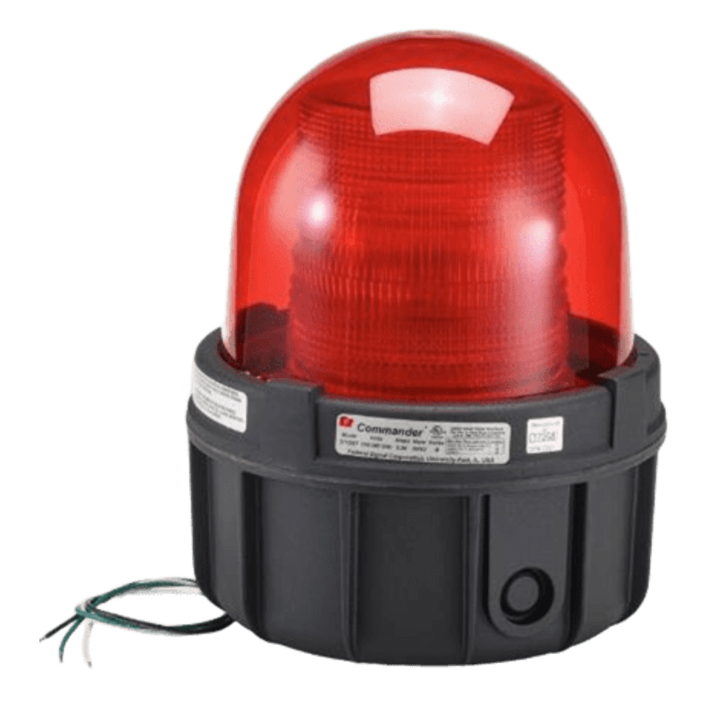 Luz estroboscopica a prueba de explosiones UL y cUL para Clase I, División 1, Grupo C y D; Clase I, División 2, Grupos A y B; Clase II, División 1, Grupos E, F y G; Clase III , 12-24 Vcd, color Rojo, montaje no incluido