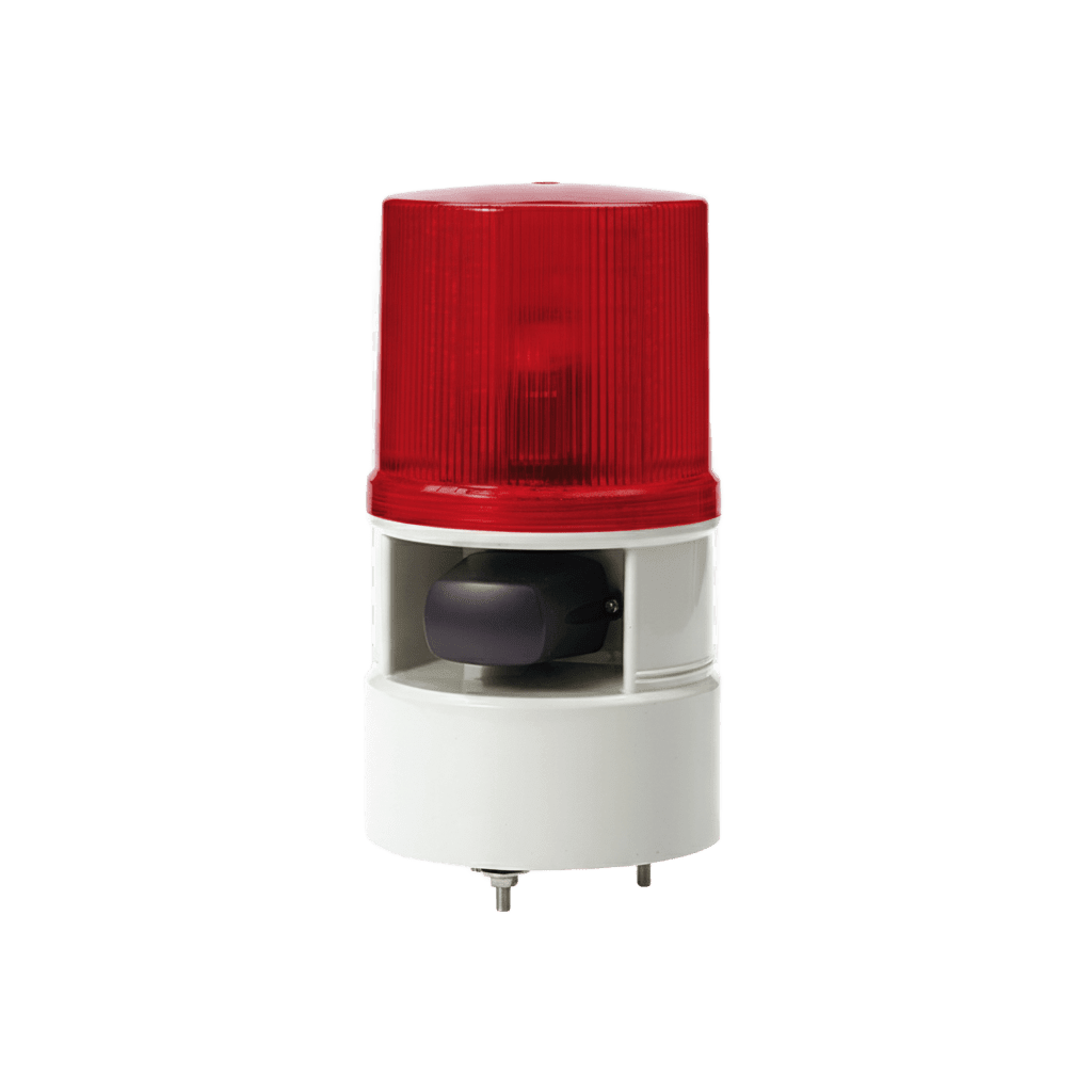 Luces de advertencia color Rojo con sirena incorporada con 5 tonos máx. 105 dB en 110 VCA