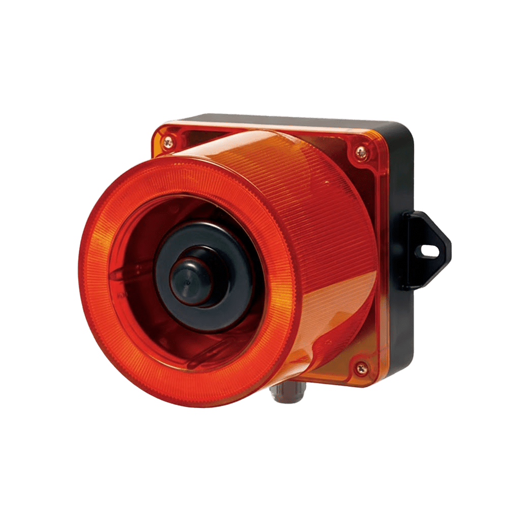 Combinacion de baliza LED color Rojo y sirena electrónica de 31 tonos resistente a la intemperie de volumen máx. 123 dB a 12-24 VCD