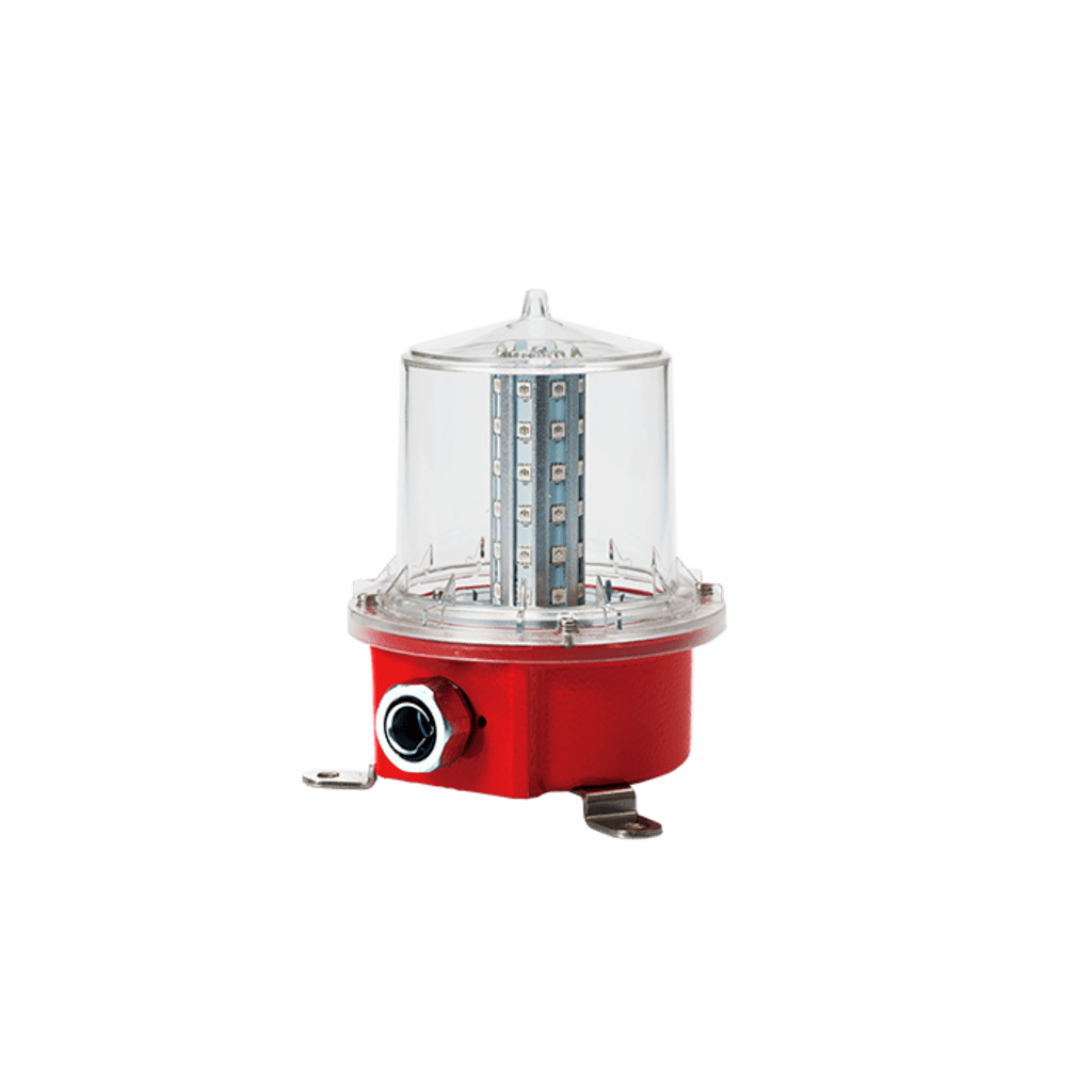 Luz de Obstrucción de Aviación LED de Baja Intensidad Tipo A Color Rojo, 110 VCA, Protección IP66 y Grado ICAO