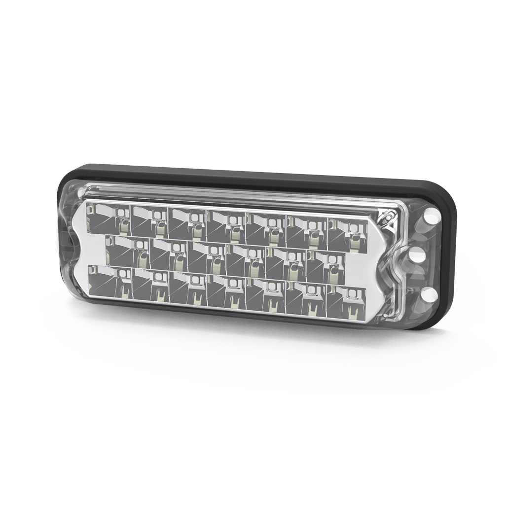 Luz Auxiliar de 20 LED, Ámbar/Claro, Bisel Negro, Lente transparente