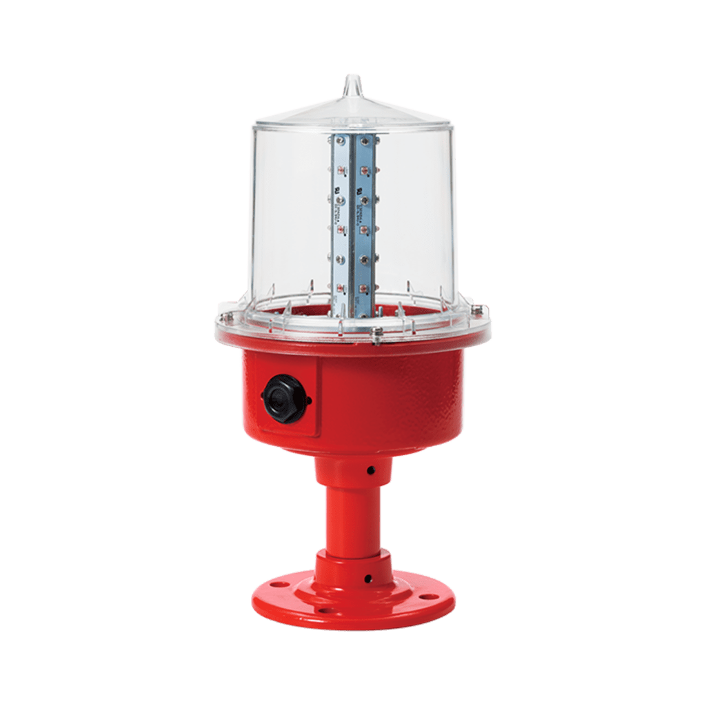Luz de Obstrucción 110 VCA con Poste, de Aviación LED de Baja Intensidad (Tipo B), Certificación ICAO, Protección IP66 y Alta Durabilidad para Torres y Estructuras