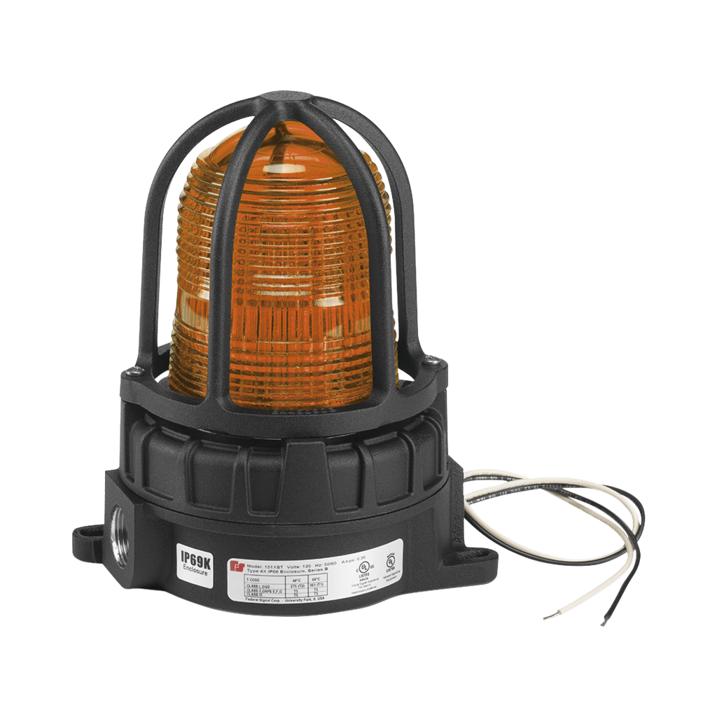 Luz de advertencia LED color Ámbar para ubicaciones peligrosas, montaje para superficies, 120/240Vca,