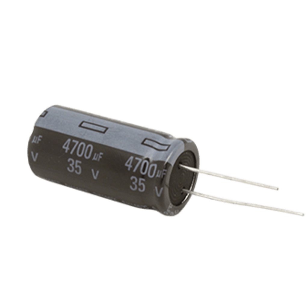 Capacitor Electrolítico de Aluminio, Radial de 4700 µFd, 35 Vcc, 105 °C, 18 x 37 mm.