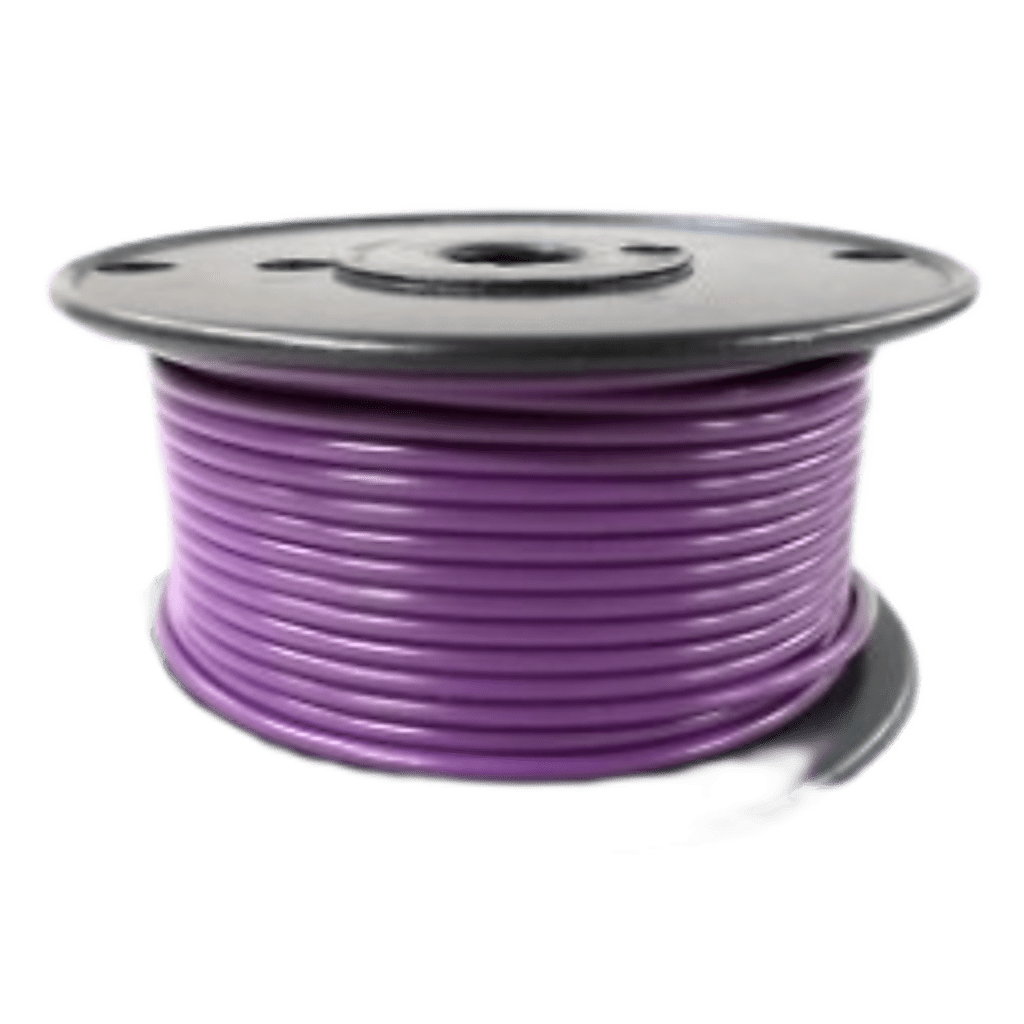 Cable Eléctrico Color Morado Calibre 14 / UL 1015-1230 / 600 Voltios / Temperatura 105°C Seco 75°C Húmedo / Cobre Estañado Clase K / Aislante PVC Retardante de Llama VW-1 / Resistente a Humedad Abrasión Ácido Com