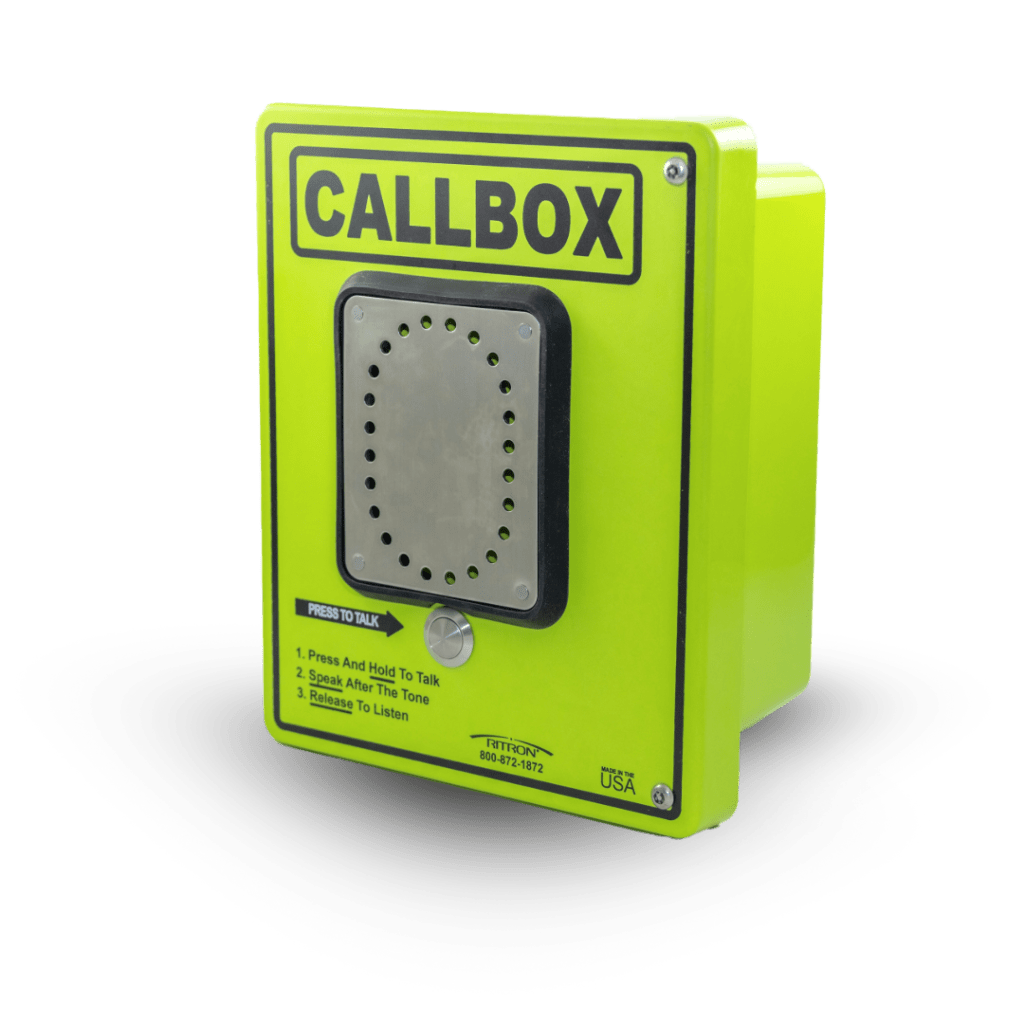 Callbox HD Series / Intercomunicador Bidireccional / 800mW-2W Potencia Transmisión / Audio Ajustable / Enclosure Fibra de Vidrio / Vandal-Resistente / IP65 / Mensajes de Voz Grabables / Control de Acceso por Relay / Sensor Input