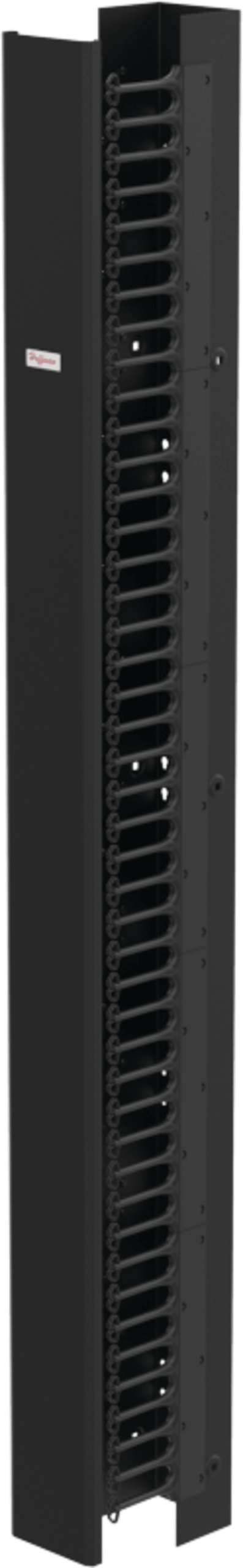 Gestor Vertical de Cableado CableTek-EC, Una Cara, 45U, Acero 1.9 mm, Negro RAL 9005, Montaje Universal 4 Postes, Cubierta Frontal Extraíble, Soporte Cat 5e/6/6A/Fibra