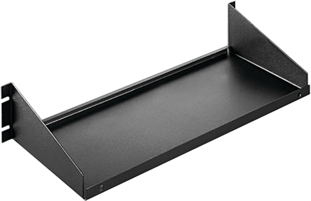 Estante para Rack 19 Pulgadas, Single-Sided Shelf, Capacidad de Carga 34 kg, Ventilado, Acero Dulce, Negro, 2U, Dimensiones 482x381x95 mm