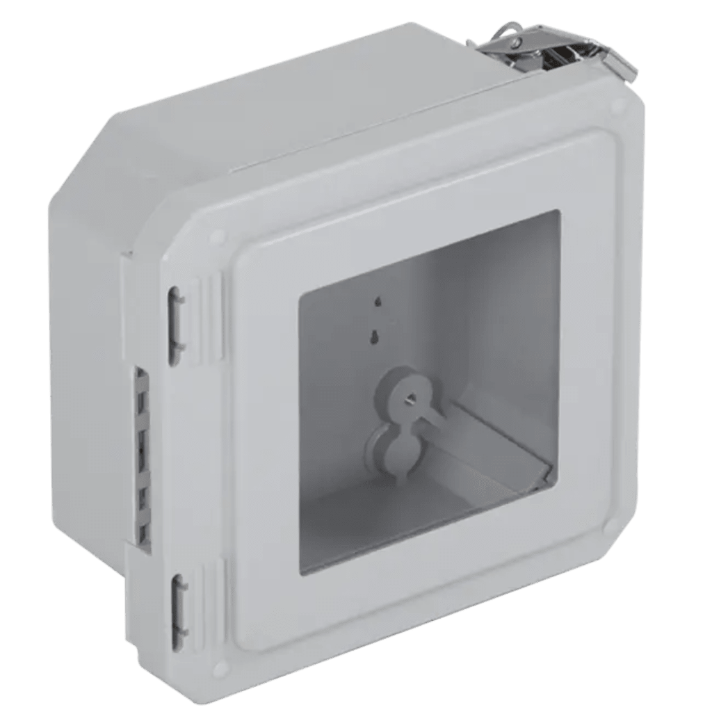 Caja Impermeable De Fibra De Vidrio, 6.77" (17.19cm) Alto x 6.77" (17.19cm) Ancho x 4.06" (10.31cm) Profundidad, Con Ventanilla, Listado UL/cUL, Hecho En EE.UU, Serie EnviroArmour®