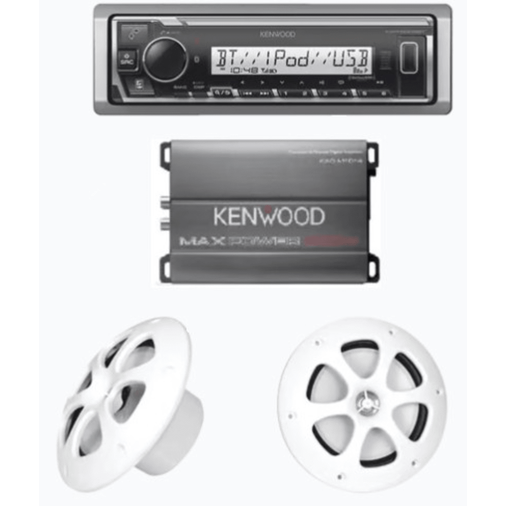 Kit de estereo con Bluetooth KMR-M332BT | Amplificador KAC-M1814  | mas Par de bocinas KFC-1613MRW