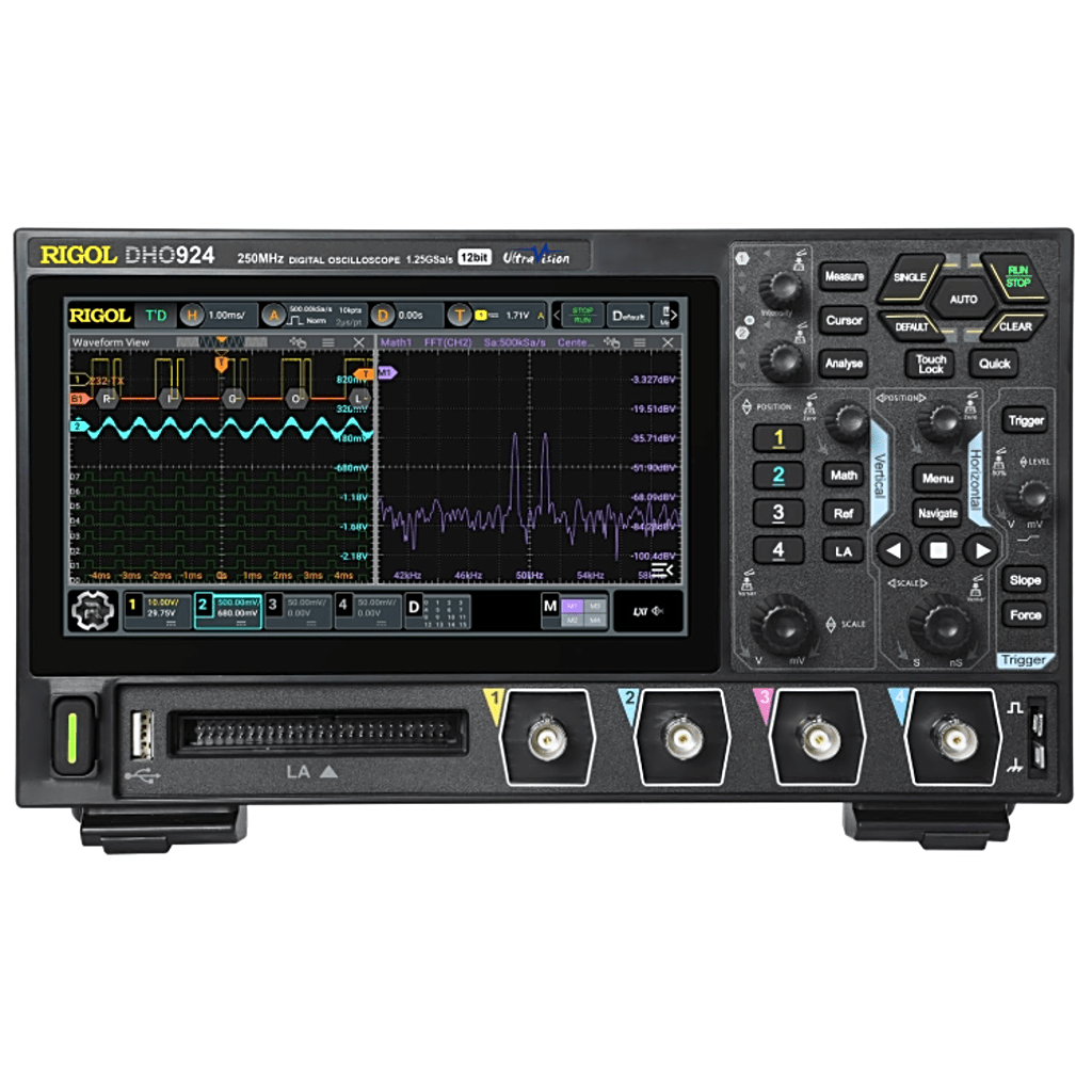 Osciloscopio Digital RIGOL de 4 Canales Análogos, 250 MHz de Ancho de Banda Análoga, Vel. de Muestreo-Tiempo Real de 1.25 GS/s.