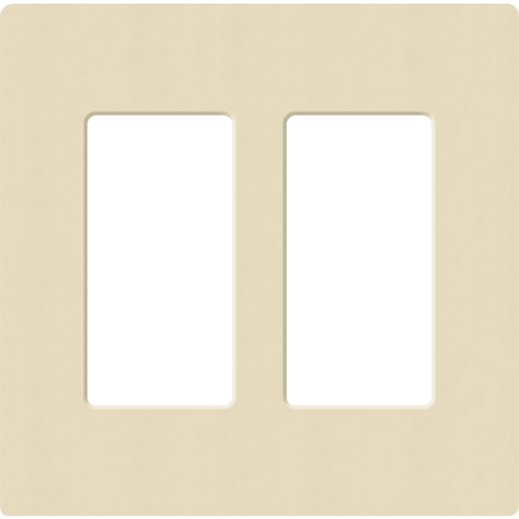 Placa de pared 2 espacios, para atenuador (dimmer), apagador ó control remoto inalámbrico LUTRON.