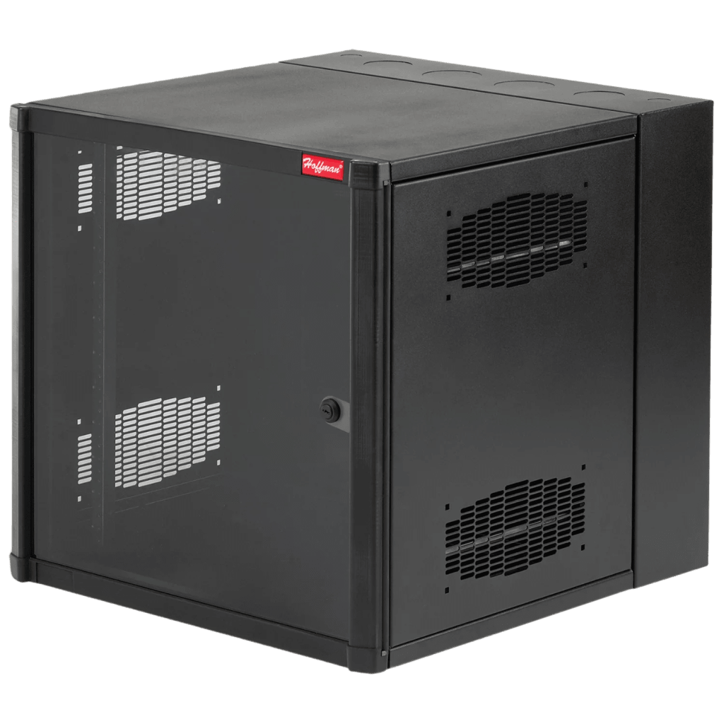 Gabinete AccessPlus de Montaje en Pared de 19in, Rieles Numerados y Roscados #10-32, Puerta con Ventana de Seguridad, 600 mm de Ancho, 762 mm de Profundidad, 12 UR, Color Negro