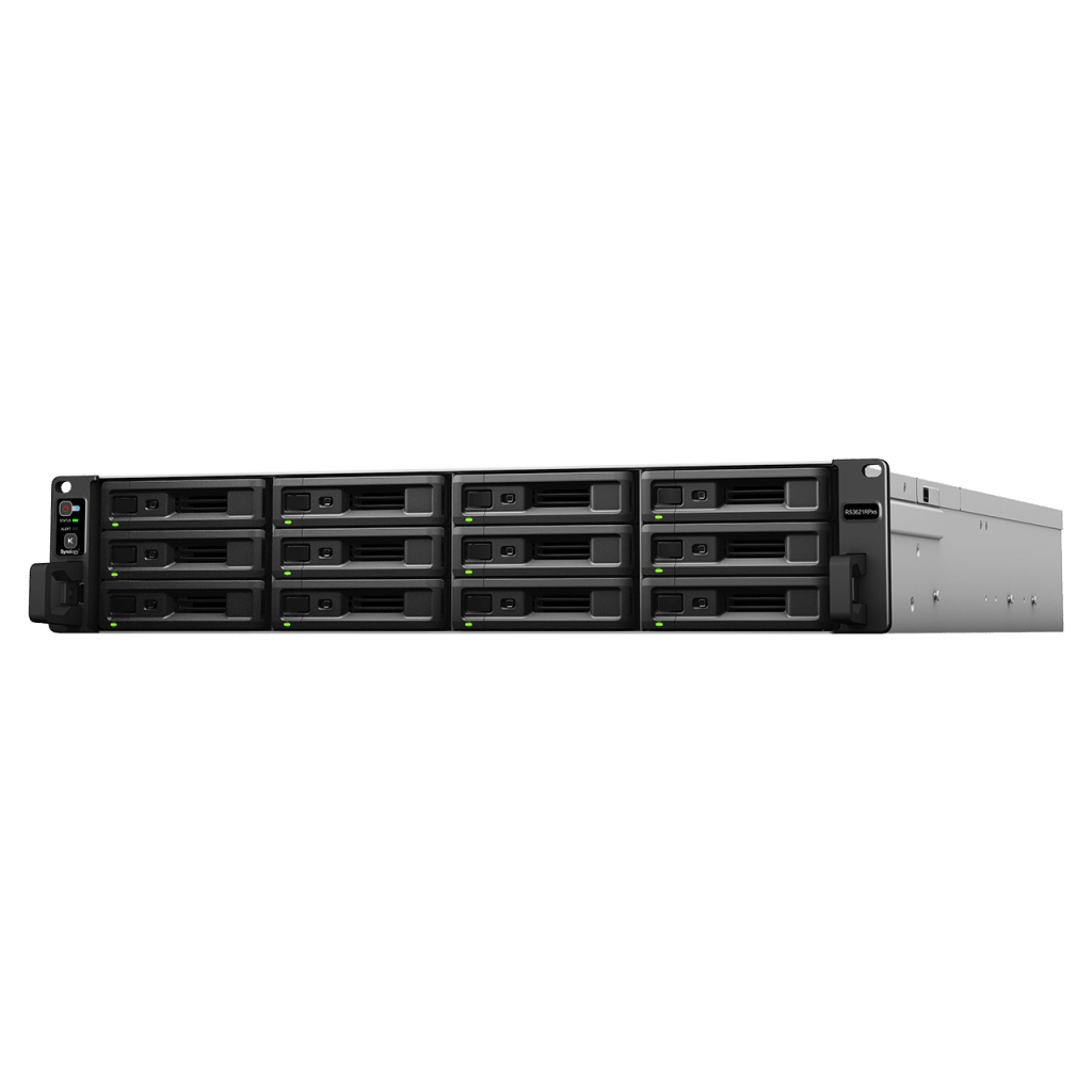 Servidor de Almacenamiento Synology RackStation RS3621RPxs | 12 Bahías | Procesador Intel Xeon D-1531 de 6 Núcleos | 8 GB DDR4 ECC | Expandible a 36 Bahías | Energía Redundante | Compatible con Virtualización y RAID.
