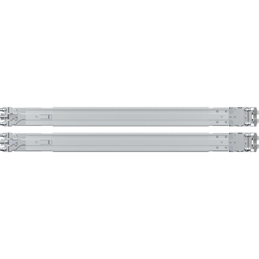 Kit de Rieles para Rack Synology RKS-01 | Compatible con Servidores de Montaje en Rack | Ancho de Pilar ≥450 mm | Ancho de Panel ≥480 mm | Profundidad de Montaje 553-834 mm | Orificios Cuadrados ≥9.5 mm | Orificios Redondos ≥7.1 mm.
