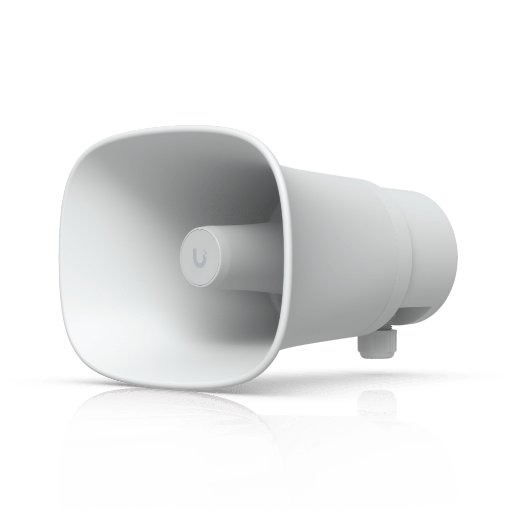 UniFi Protect AI Horn Speaker, Altavoz IP 120 dB, PoE+, Alerta AI Avanzada, Montaje Pared, Esquina y Poste, IP66