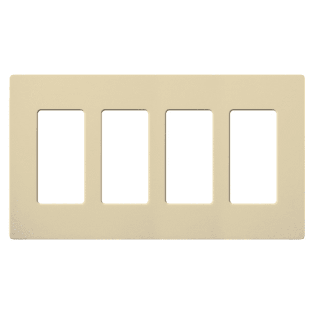 Placa de pared 4 espacios, color blanco, para atenuador (dimmer), switch ó control remoto PICO inalámbrico