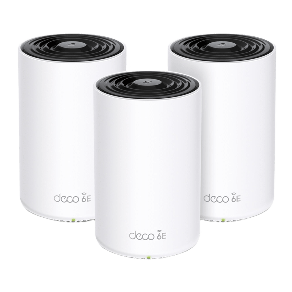 Router Inalámbrico MESH Interior para Hogar / Doble Banda Wi-Fi 6E AX5400 Mbps / 3 Puerto Gigabit WAN/LAN / 4 Antenas Internas / Administración Mediante la App Deco (iOS, Android) / Protección HomeShield