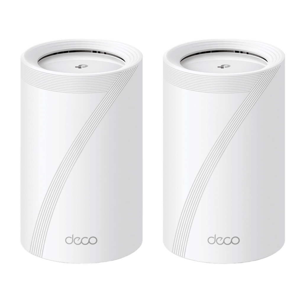 KIT 2 Routers Inalámbrico MESH Interior para Hogar / Triple Banda Wi-Fi 7 BE9300 Mbps / 2 Puerto 2.5 Gigabit WAN/LAN / 4 Antenas Internas / Operación Multi-Link MLO / Administración Mediante la App Deco (iOS, Android) / HomeShield