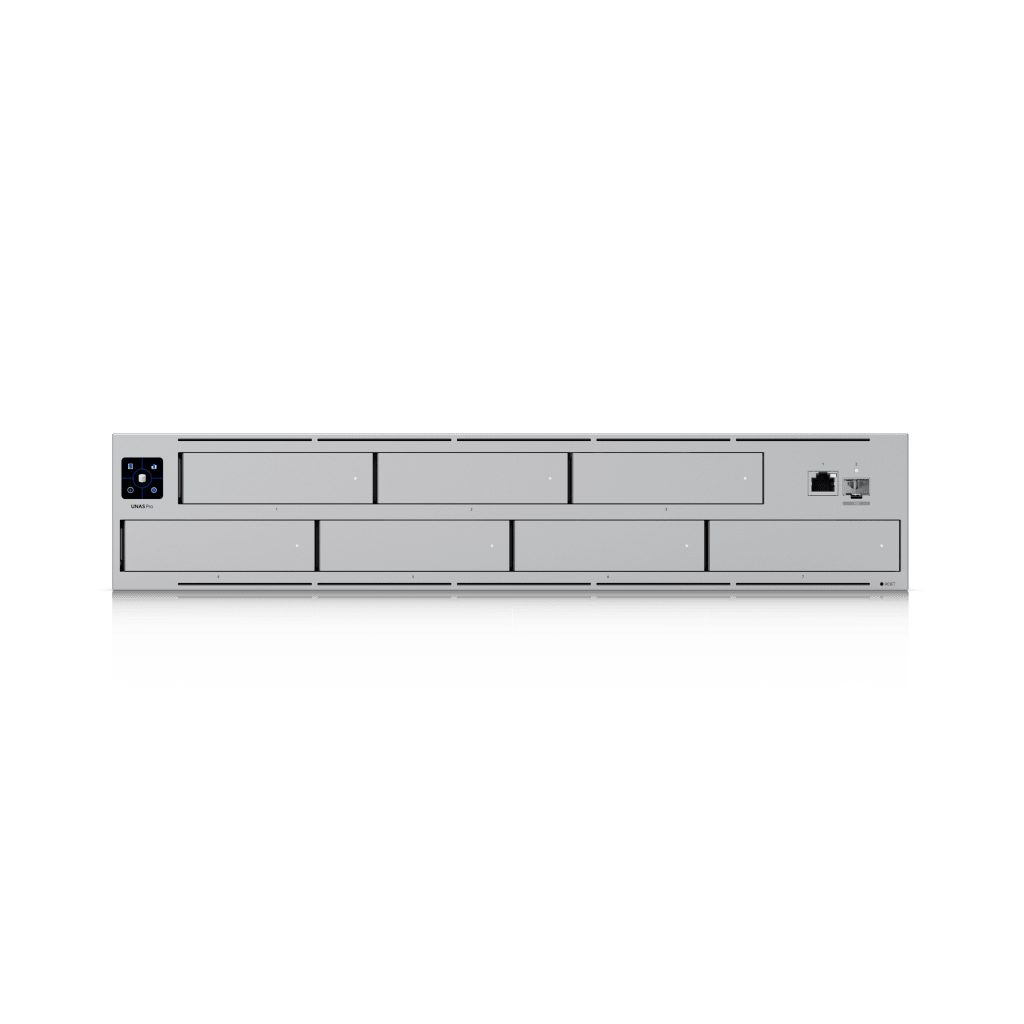 UNAS Pro Servidor de Almacenamiento en Red de 2U Rack con (7) Bahías para HDD/SSD de 2.5/3.5" con 1 Puerto 10GbE  y 1 Puerto SFP+ 10G