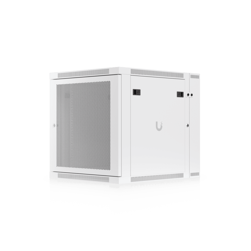 UACC Rack Cabinet 12U (600 x 703 mm) - Gabinete Cerrado para Montaje en Pared con Puerta Frontal Perforada, Puerta Trasera Abatible (Swing-Out) y Paneles Laterales Removibles con Llave