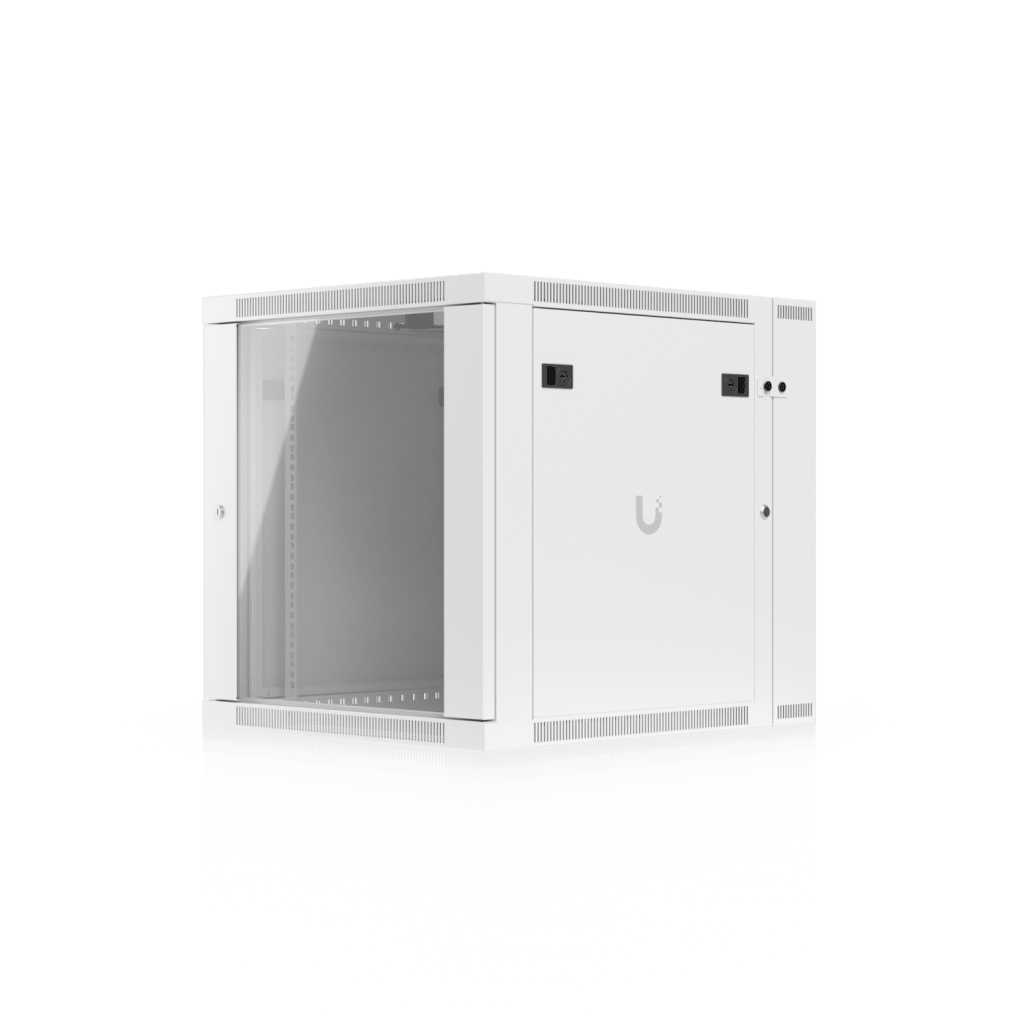 UACC Rack Cabinet 12U (600 x 703 mm) - Gabinete Cerrado para Montaje en Pared con Puerta Frontal de Vidrio Templado, Puerta Trasera Abatible (Swing-Out) y Paneles Laterales Removibles con Llave