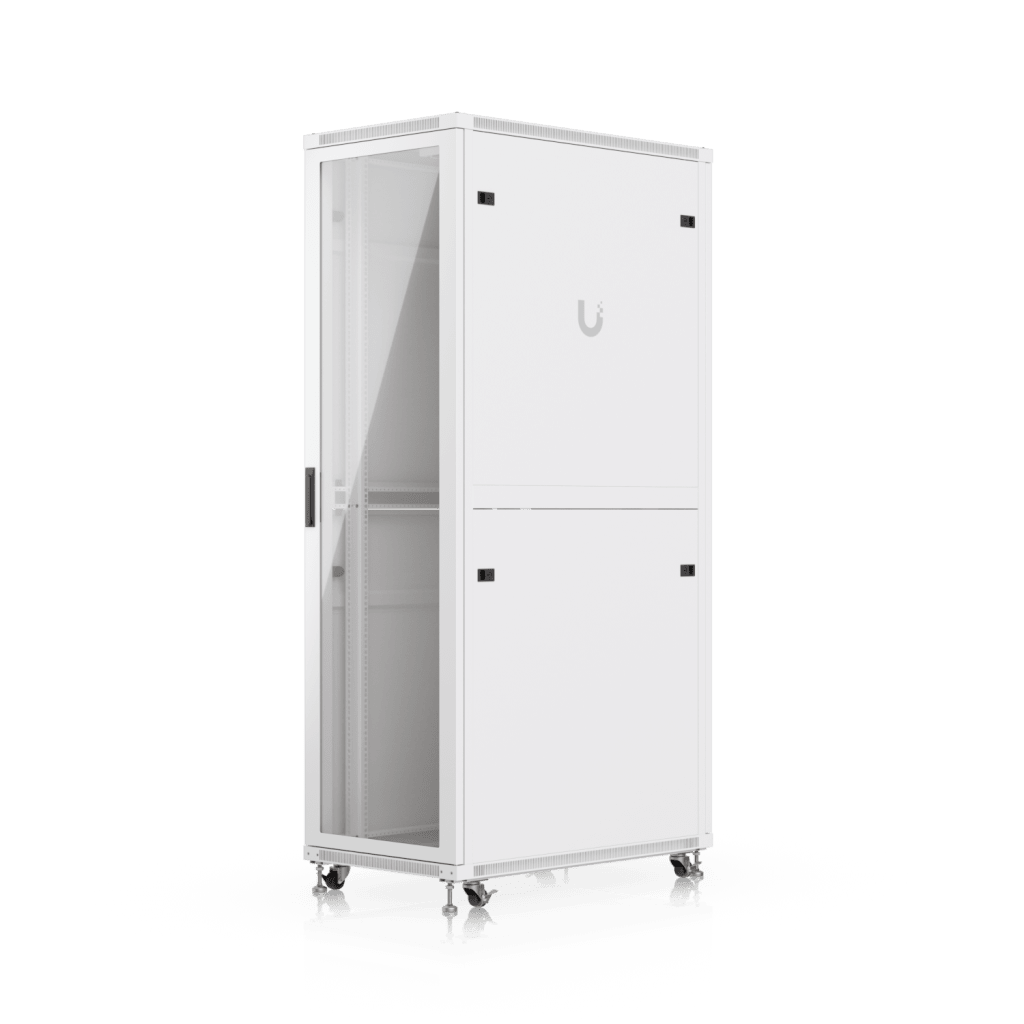 UACC Rack Cabinet 42U (600 × 1000 mm) – Gabinete de Piso Totalmente Ensamblado con Ventiladores Integrados, Paneles Removibles, Ruedas con Seguro y Puerta Frontal de Vidrio Templado
