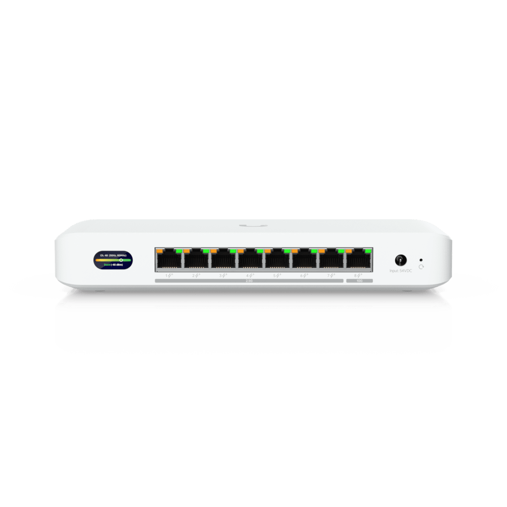 UniFi Device Bridge Switch (UDB-Switch) – Switch PoE+ Compacto con Puertos Multi-Gig (1 x 10 GbE y 7 x 2.5 GbE) y Enlace Inalámbrico WiFi 7 Integrado