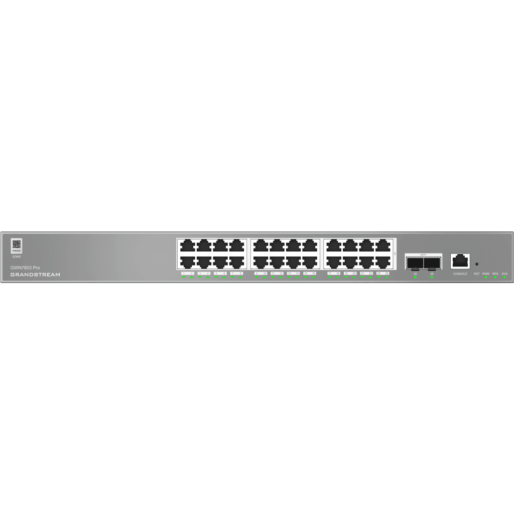 Switch Empresarial Administrable Capa 2++ / Serie GWN7800 Pro / 24 Puertos Gigabit Ethernet / 2 SFP+ / Switching 88 Gbps / VLAN 4K / QoS Avanzado / GDMS Cloud