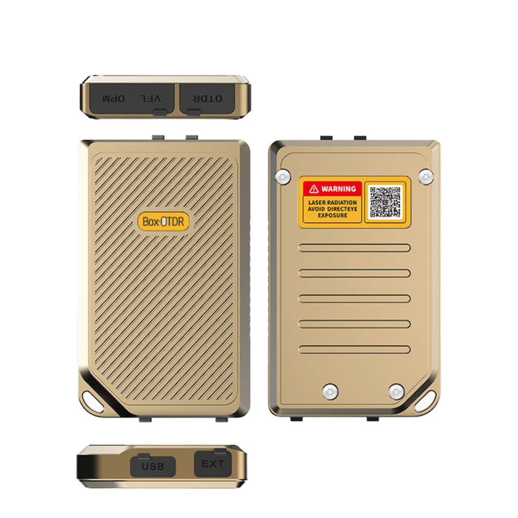OTDR Portátil con Chasis Metálico para Pruebas en los Enlaces de Fibra Óptica / Longitudes de onda  1310nm y 1550nm / Función VFL 10mW / Función OPM / Función de Mapeo de cables de Red RJ45 / Recargable / Dis