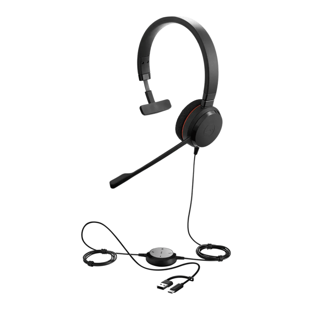 Jabra Evolve 20 Mono con Conexión USB C/A, Micrófono con Cancelación de Ruido de Ultima Generación, Configuración Plug and Play, Certificación Microsoft Teams (4993-823-169)