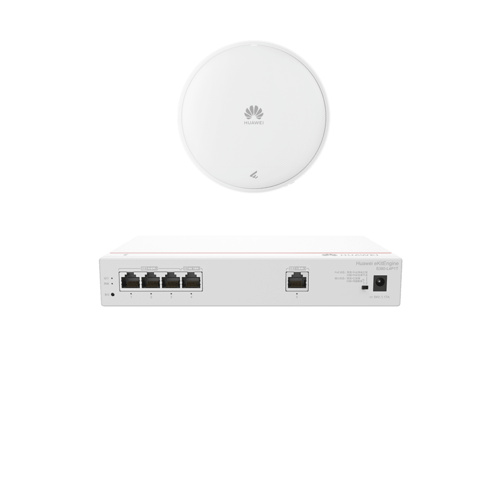 Kit DEMO de Router Multi-Servicio / 1 puerto 10/100/1000 Mbps(WAN) / 4 puertos 10/100/1000 Mbps(LAN) PoE / 50W + Punto de Acceso Wi-Fi 7 / 3.5 Gbps / MU-MIMO 2x2 (2.4GH y 5GHz) / Smart Antenna más cobertura / Instalación en techo y pared