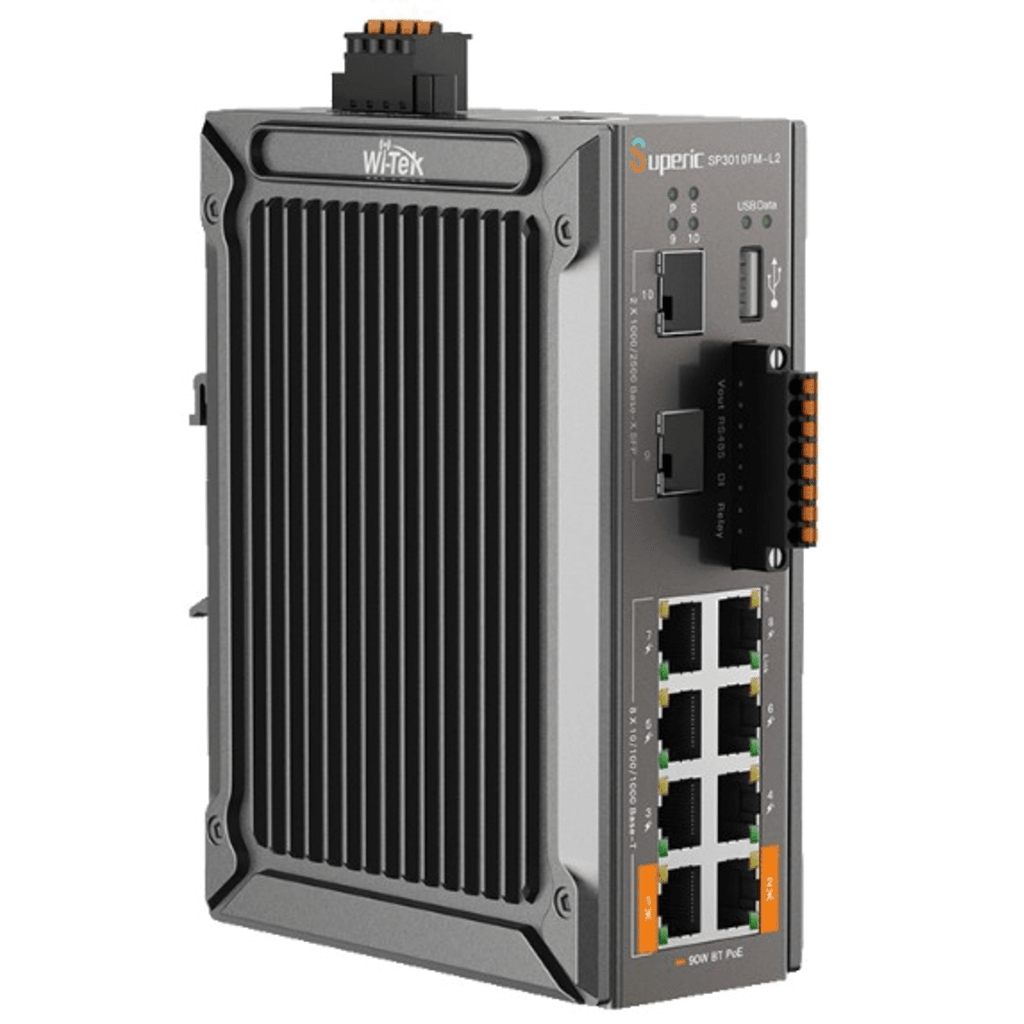 Switch de Red SP3010FM-L2 (V3) / 8 Puertos 10/100/1000Mbps PoE / 2 Puertos SFP 1000M/2.5Gbps / 240W PoE Budget / 26Gbps Capacidad de Conmutación / 19.3Mpps Tasa de Reenvío / DIN-Rail, Pared, Escritorio / -40?~75? / CE, FCC, RoHS, UKCA, R