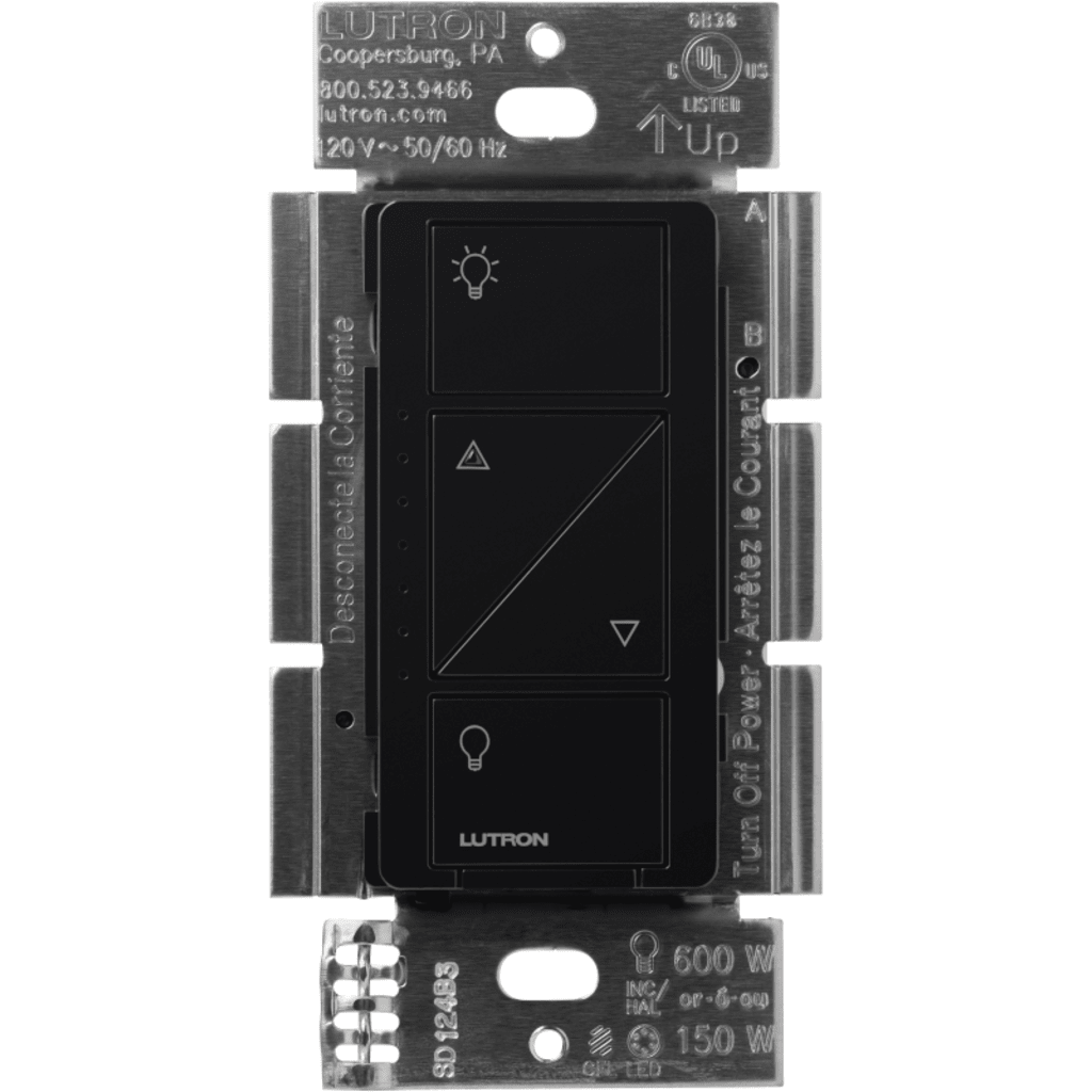 (Caseta Wireless) Atenuador de pared. Aumenta/Disminuye Intensidad de Iluminación. No requiere cable neutro. 150W LED / 600W INC/HAL