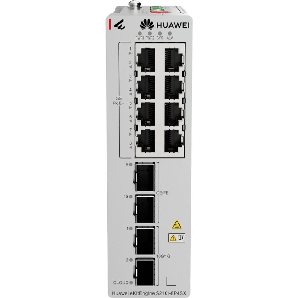 Switch Industrial eKit / 8 Puertos PoE+ Gigabit + 2 SFP + 2 SFP+ / Montaje en Riel DIN / Fuente Redundante 1+1 : 54 a 57 VCD / Libre de licenciamiento / Gestión gratuita desde la Nube / Presupuesto PoE 220 W