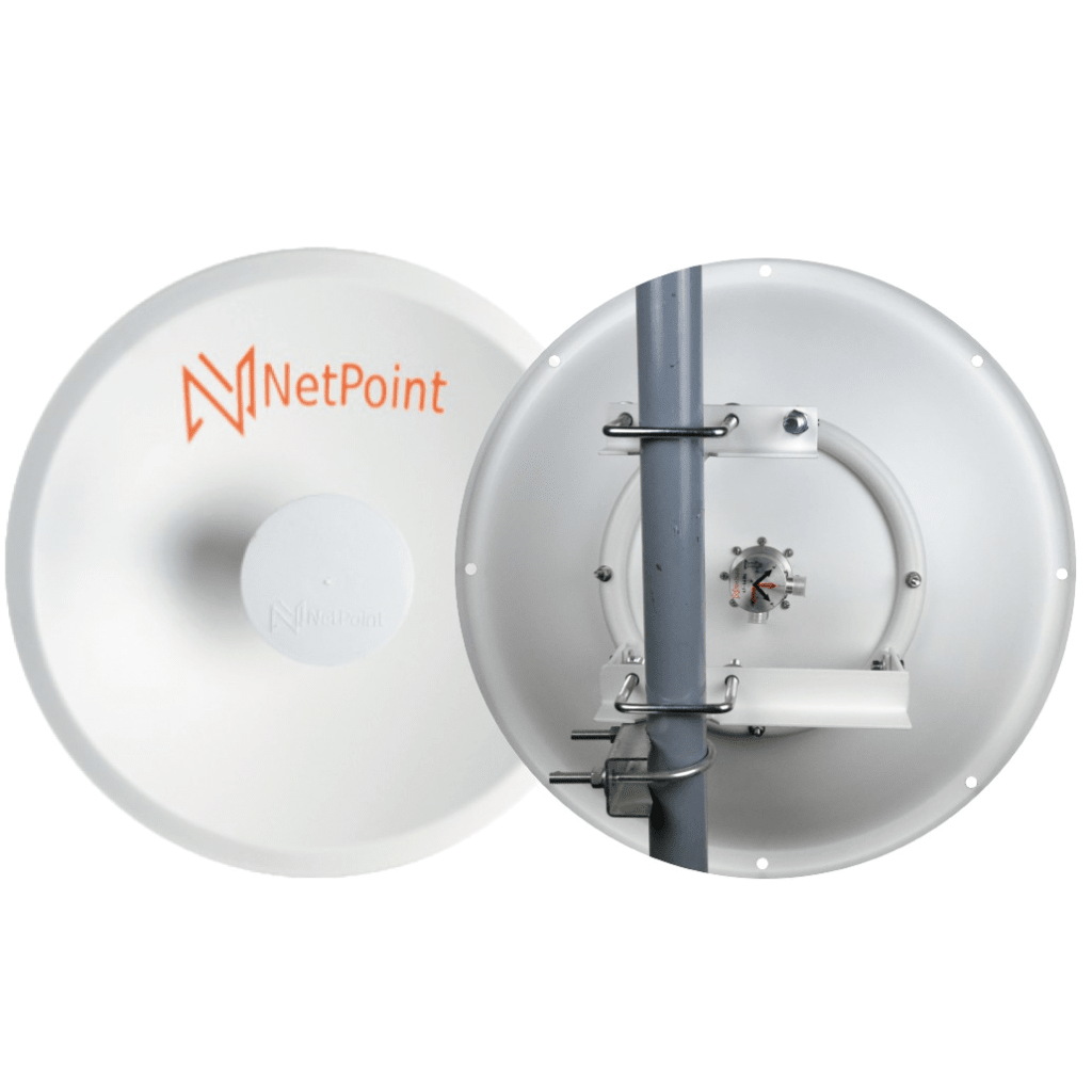 Doble Antena Direccional de alto rendimiento / diámetro de 39.6 cm / 4.9-7.2 GHz / Ganancia 27 dBi / SLANT de 45 ° y 90 ° / Conector N-Hembra / Montaje, jumpers y radomo incluidos.