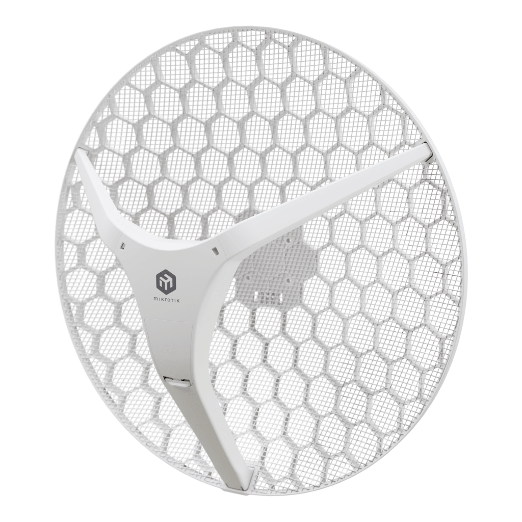 CPE para exteriores de largo alcance con Wi-Fi 6, ideal para enlaces punto a punto, disponible en una versión de 27 dBi (XL).