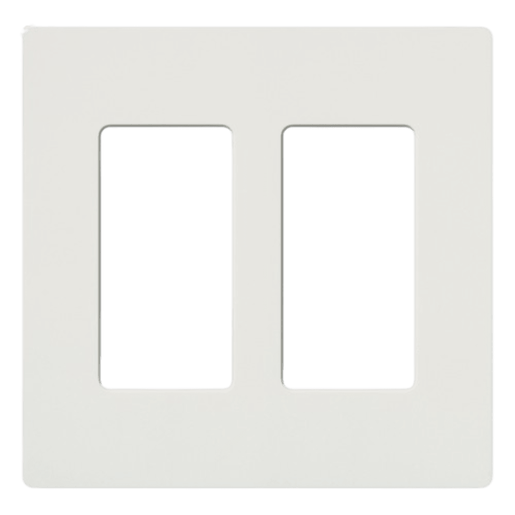 Placa de pared 2 espacios, para atenuador (dimmer), apagador ó control remoto inalámbrico LUTRON.