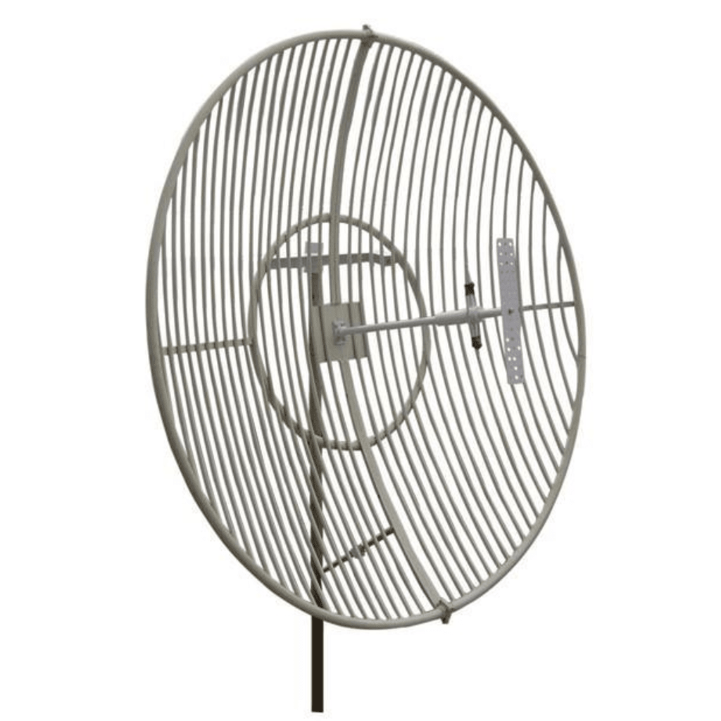 Antena Parabólica de Rejilla | 824-894 MHz | 21 dBi de Ganancia | Cubre muy bien la Banda 5 (850 MHz) Celular. Antena Donadora que se utiliza para los amplificadores de señal celular para cubrir comunidades alejadas.